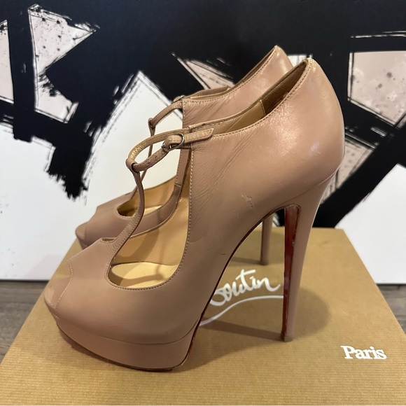 Authentic Christian Louboutin ‘Alta poppins’ Mary Jane Nude Size 39 with box - Picture 8 of 11